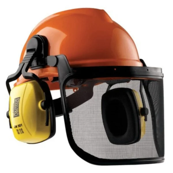 Casco Motoserrista + Visor Malla + Protector Auditivo