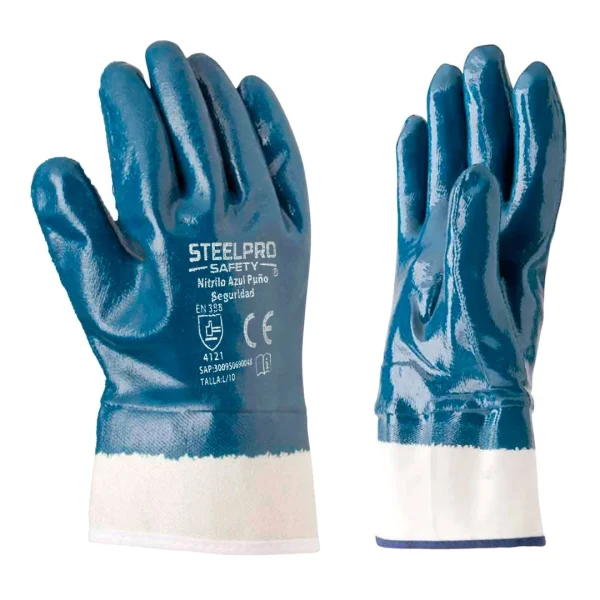 Guante Nitrilo Azul Puño de Seguridad