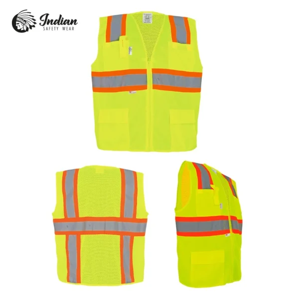 Chaleco de Seguridad Indian Safety Wear Modelo Supervisor Verde Cinta 3M