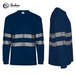T-Shirt Dry Fit Navy Manga Larga con Reflectivos Indian Safety Wear